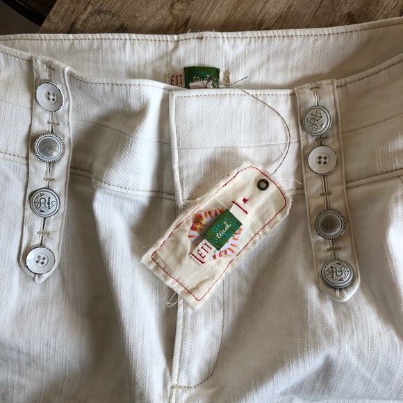 ANTHROPOLOGIE Denim Nautical Sailor Anchor Buttons Style Cute Fringed Skirt Sz 2 - Picture 3 of 8